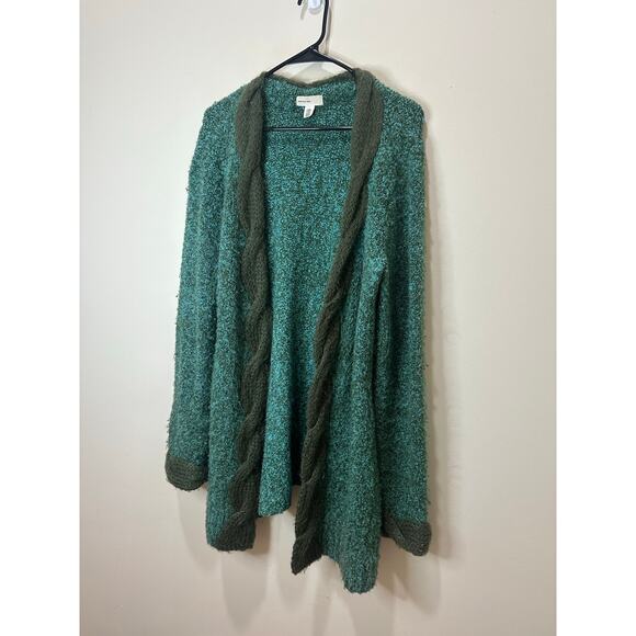 Sleeping on Snow Sz L Green Knit Cardigan Sweater Cozy Comfy Light Pill - Picture 4 of 6